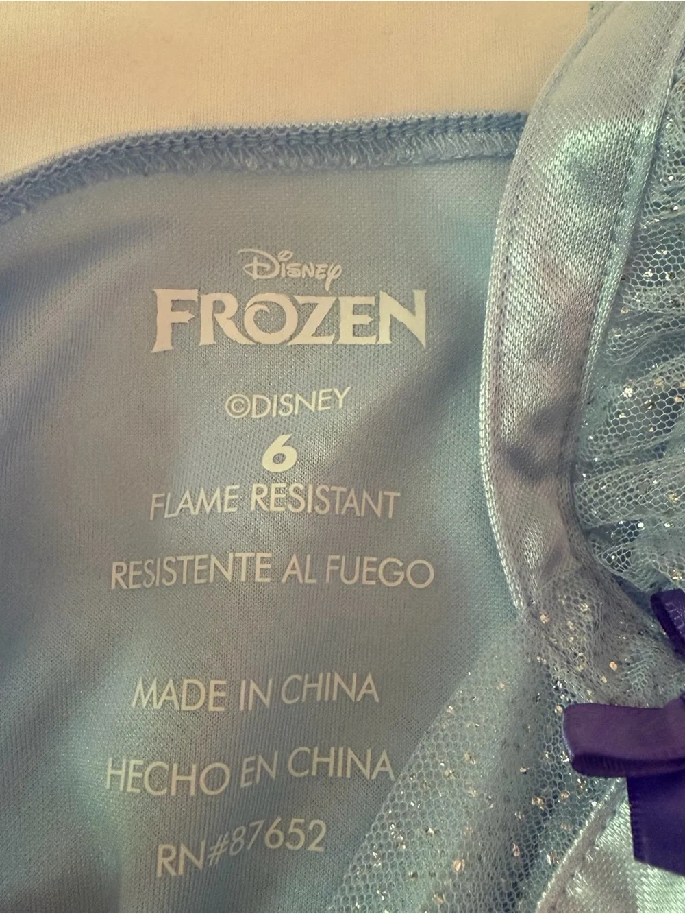 Disney Frozen Elsa & Anna Girls Dress Size 6 Blue Sparkle‎ Tulle Costume